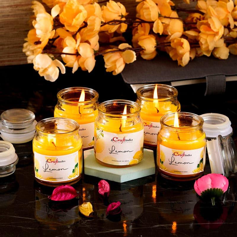 Buy Nithya Lemon Scented Jar Candle - Set Of Five Candles from Vaaree