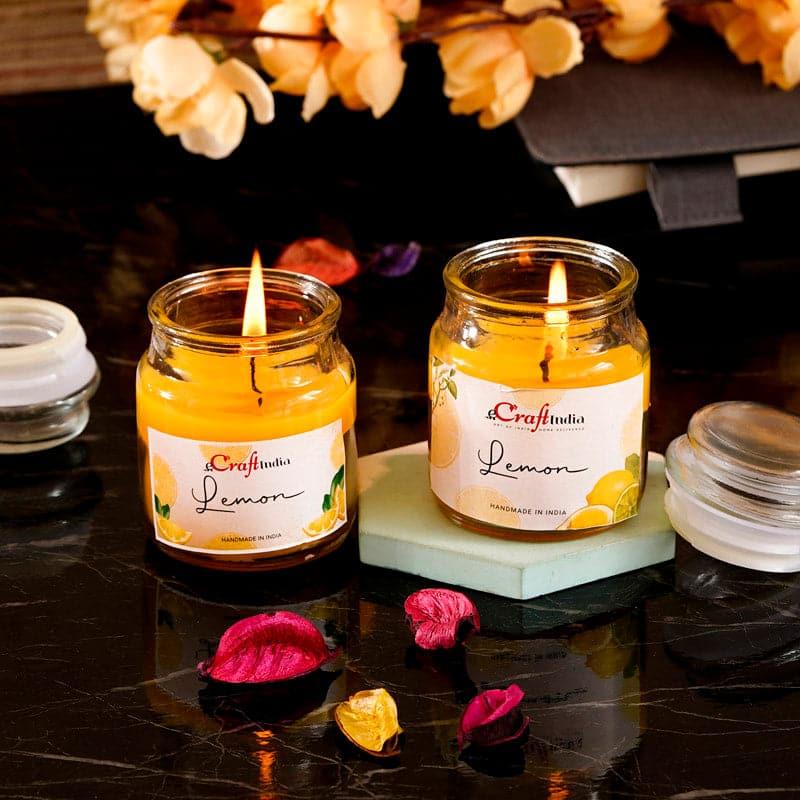 Buy Nithya Lemon Scented Jar Candle - Set Of Two Candles from Vaaree