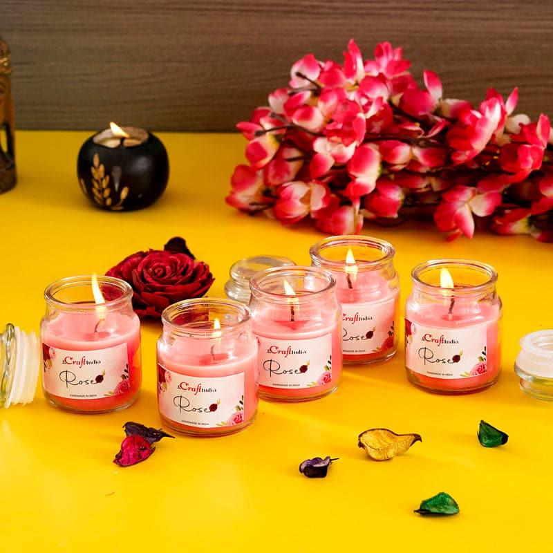 Buy Nithya Rose Scented Jar Candle - Set Of Five Candles from Vaaree