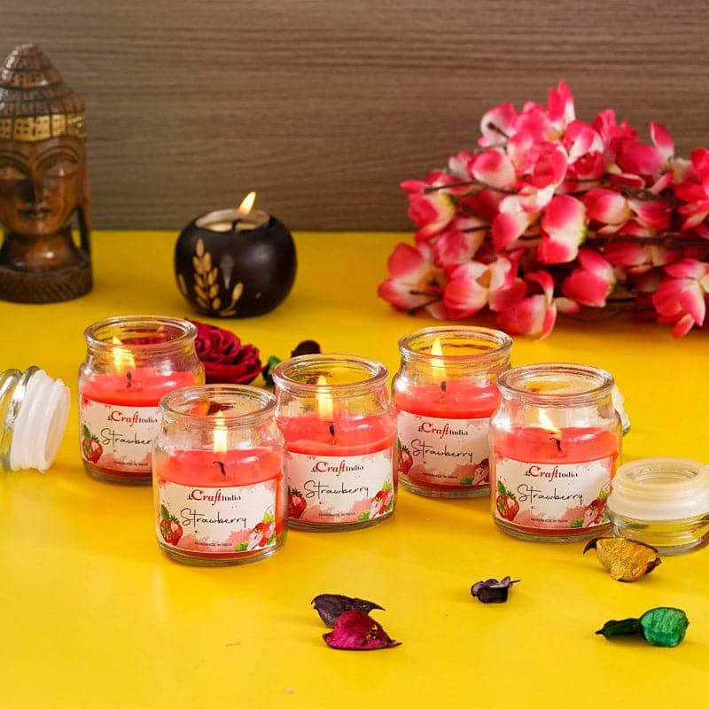 Buy Nithya Strawberry Scented Jar Candle - Set Of Five Candles from Vaaree