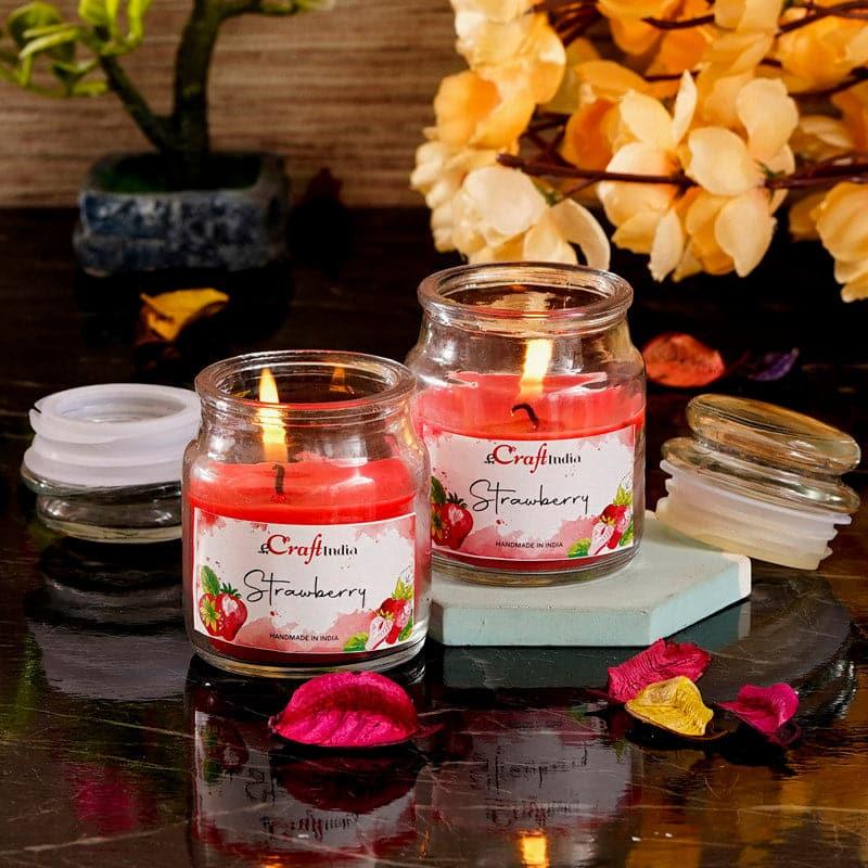 Buy Nithya Strawberry Scented Jar Candle - Set Of Two Candles from Vaaree