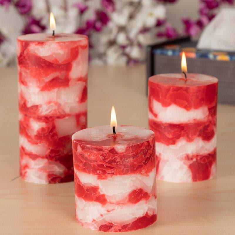 Buy Pachwa Apple Cinnamon Scented Pillar Candle - Set Of Three Candles from Vaaree