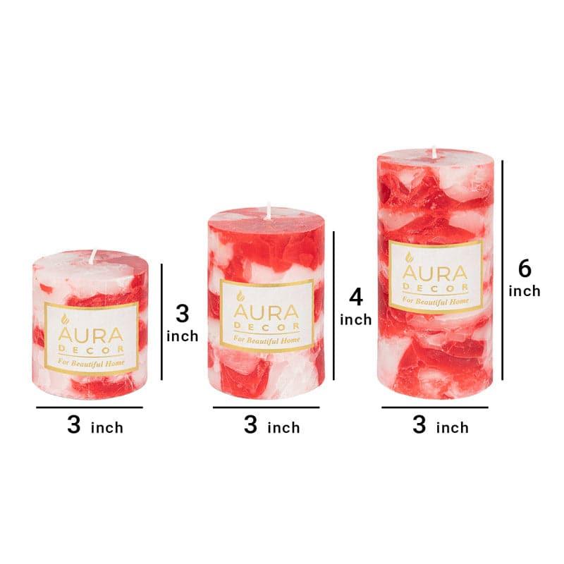 Candles - Pachwa Apple Cinnamon Scented Pillar Candle - Set Of Three