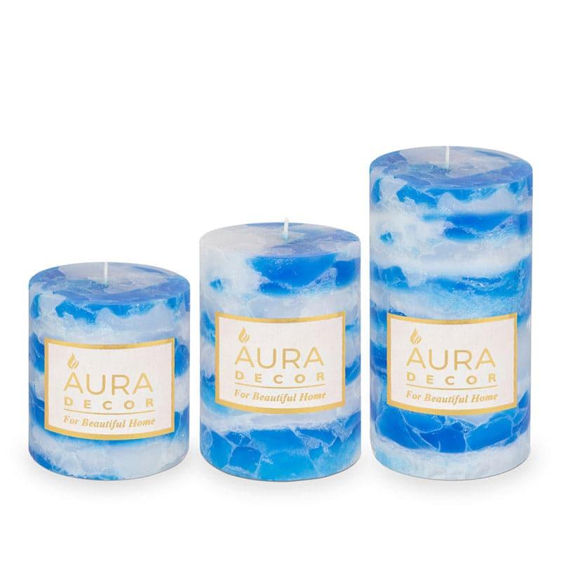 Buy Pachwa Sea Breeze Scented Pillar Candle - Set Of Three Candles from Vaaree