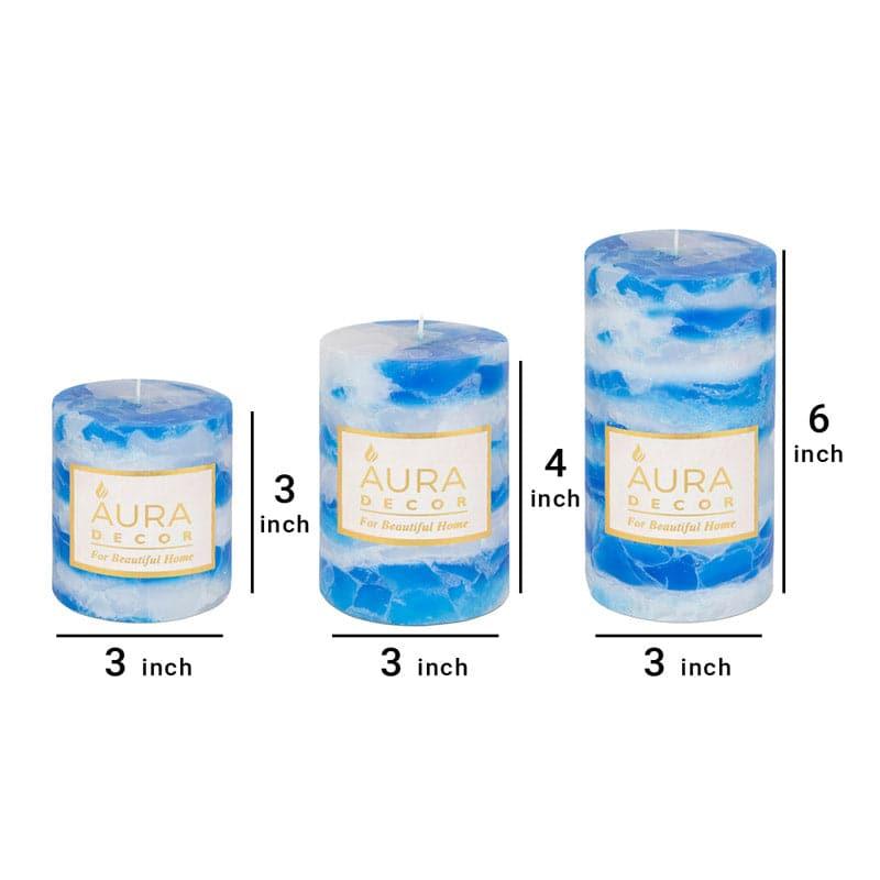 Buy Pachwa Sea Breeze Scented Pillar Candle - Set Of Three Candles from Vaaree