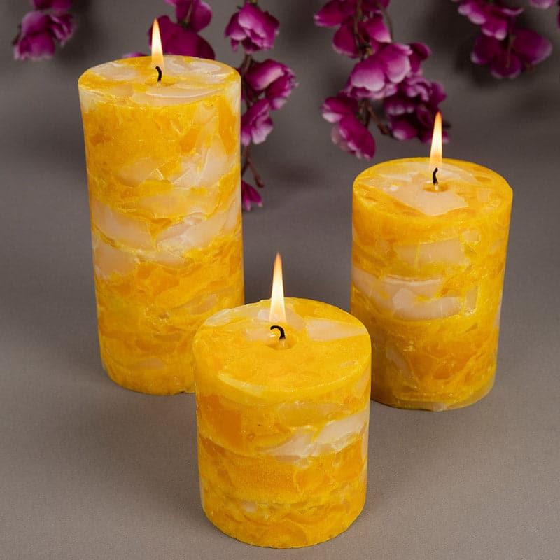 Buy Pachwa Vanilla Scented Pillar Candle - Set Of Three Candles from Vaaree