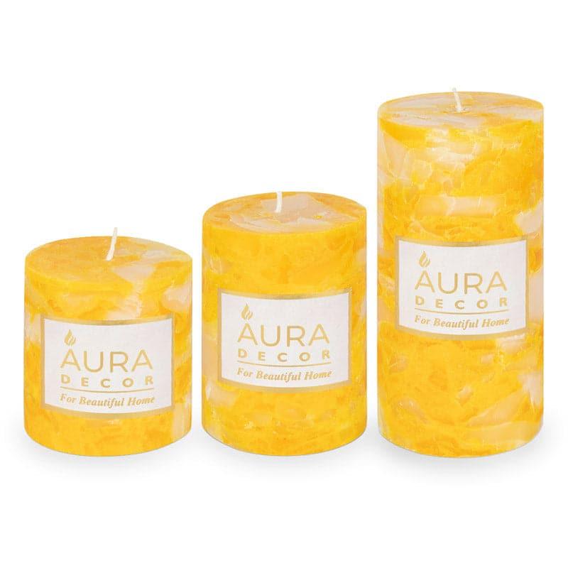 Candles - Pachwa Vanilla Scented Pillar Candle - Set Of Three