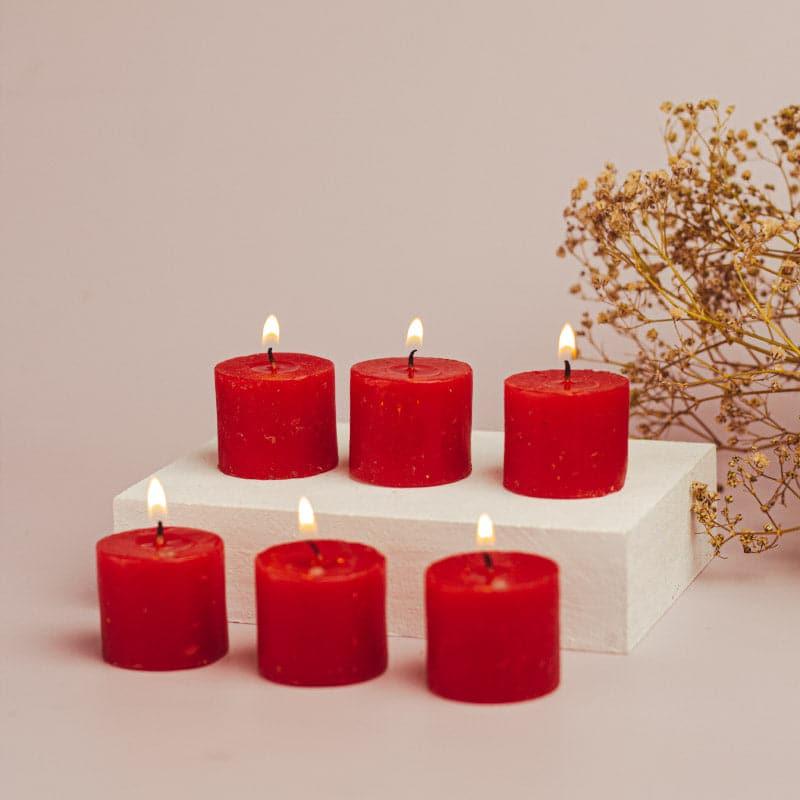 Candles - Raspberry Scented Votive Candle - Set Of Six
