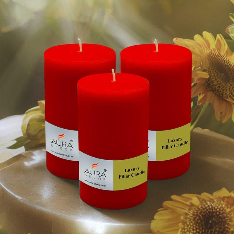 Buy Rence Pillar Candle (Red) - Set Of Three Candles from Vaaree