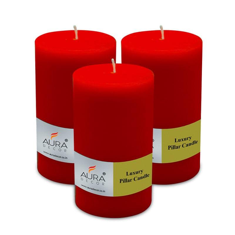 Buy Rence Pillar Candle (Red) - Set Of Three Candles from Vaaree