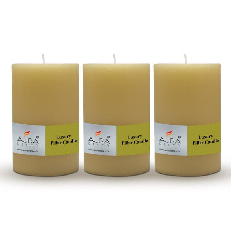 Buy Rence Unscented Pillar Candle (Ivory) - Set Of Three Candles from Vaaree