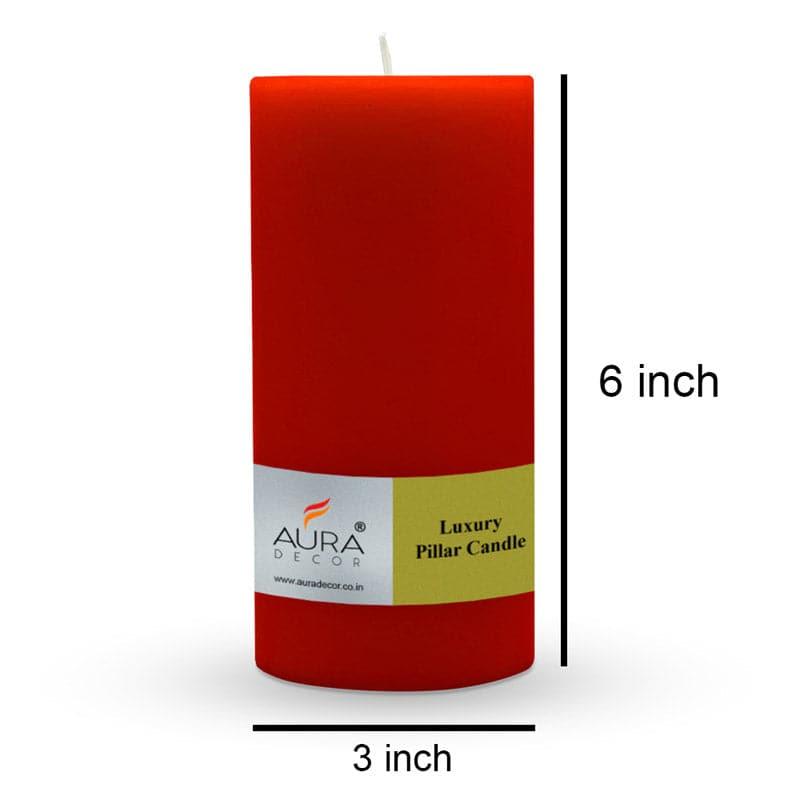 Buy Rence Unscented Tall Pillar Candle (Red) - Set Of Three Candles from Vaaree