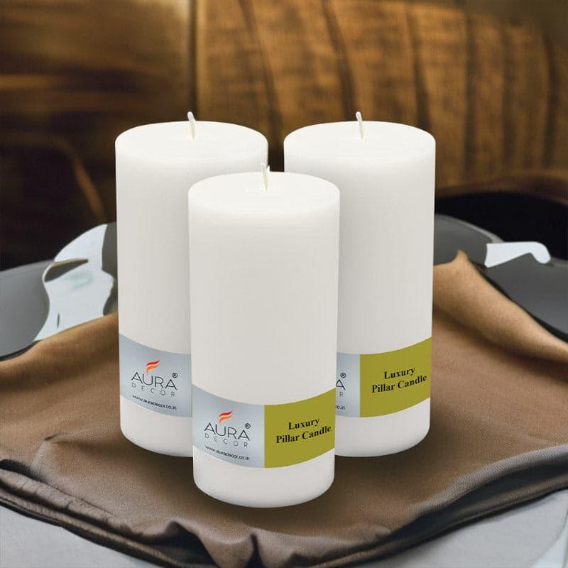 Buy Rence Unscented Tall Pillar Candle (White) - Set Of Three Candles from Vaaree