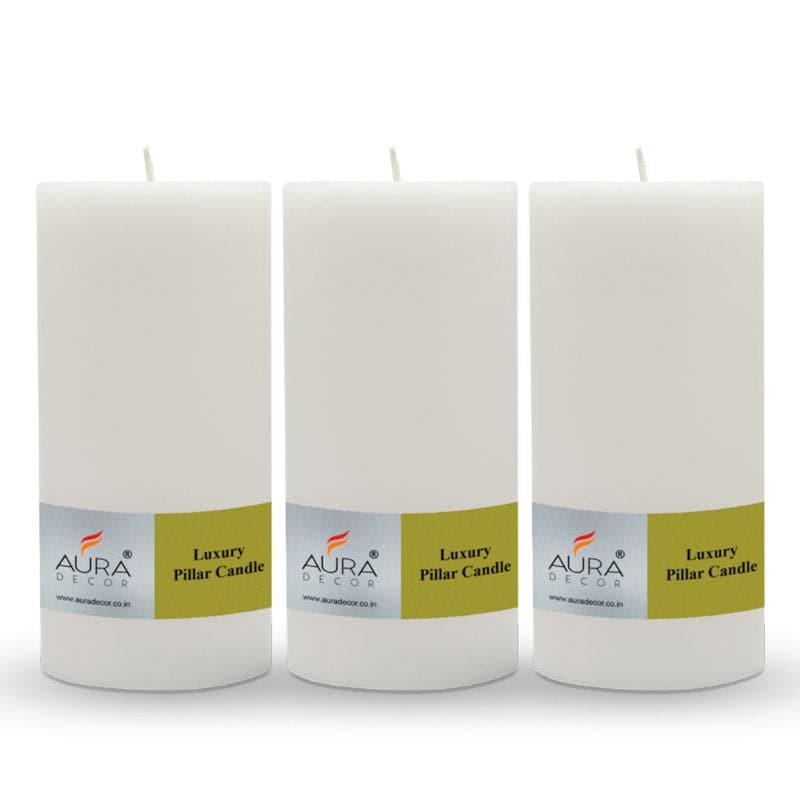 Buy Rence Unscented Tall Pillar Candle (White) - Set Of Three Candles from Vaaree