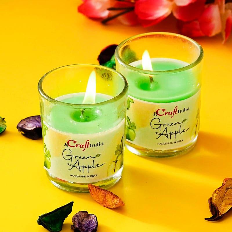 Buy Seema Green Apple Scented Candle - Set Of Two Candles from Vaaree