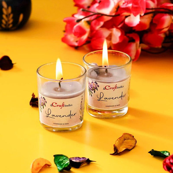 Buy Seema Lavender Scented Candle - Set Of Two Candles from Vaaree