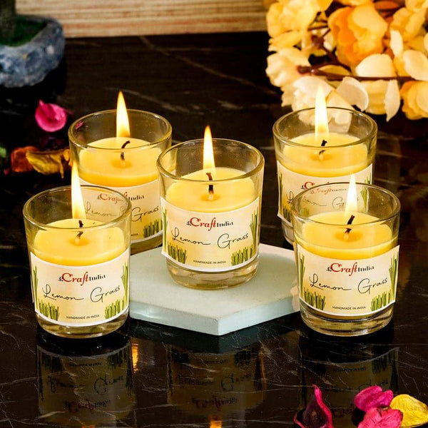 Buy Seema Lemon Grass Scented Candle - Set Of Five Candles from Vaaree