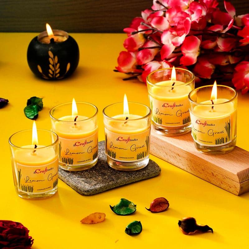 Buy Seema Lemon Grass Scented Candle - Set Of Five Candles from Vaaree