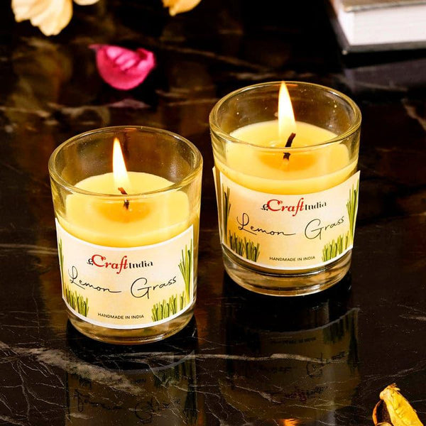 Buy Seema Lemon Grass Scented Candle - Set Of Two Candles from Vaaree