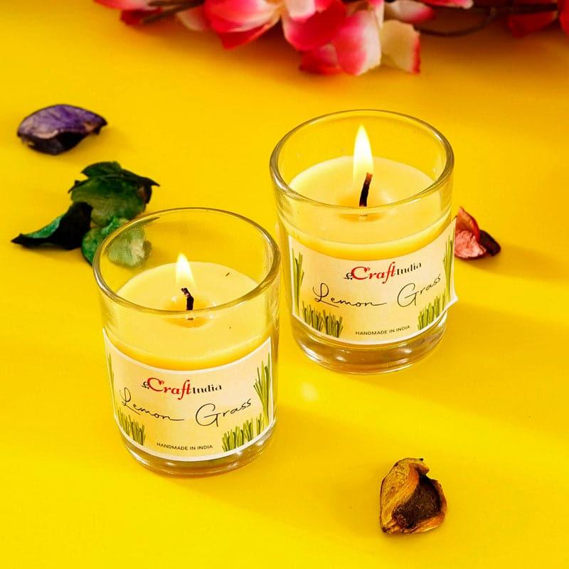 Buy Seema Lemon Grass Scented Candle - Set Of Two Candles from Vaaree