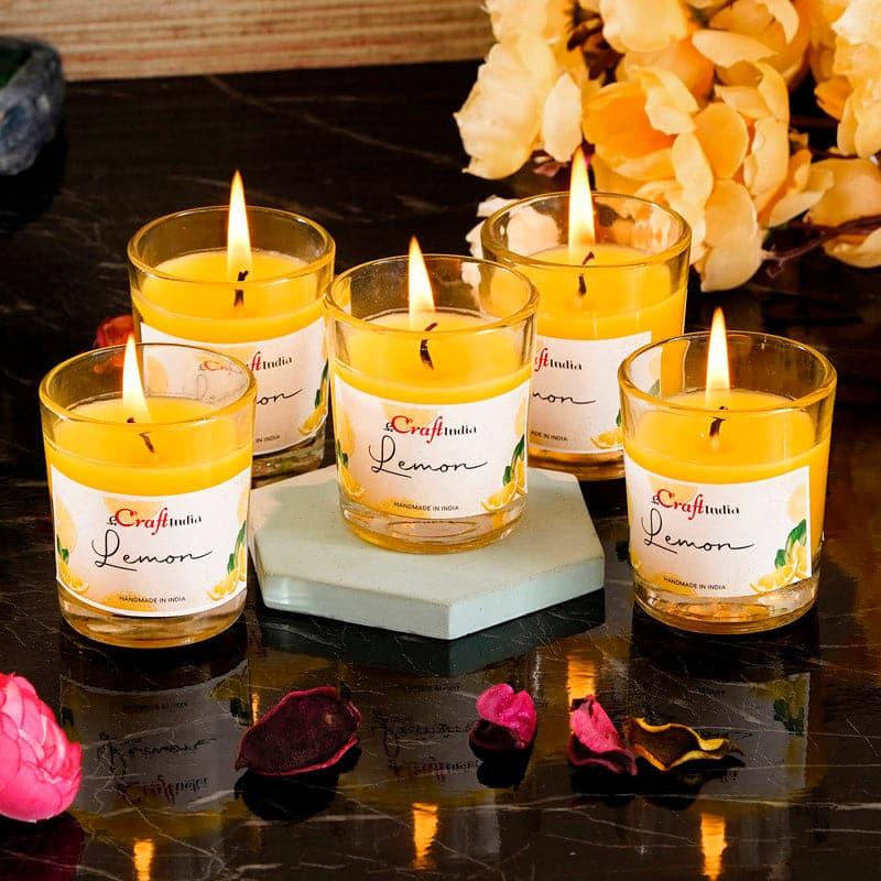 Buy Seema Lemon Scented Candle - Set Of Five Candles from Vaaree