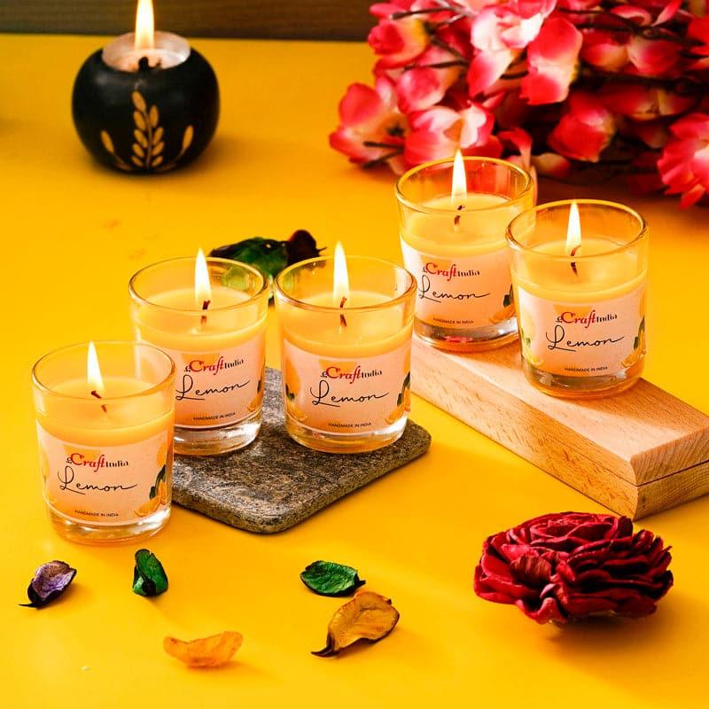 Buy Seema Lemon Scented Candle - Set Of Five Candles from Vaaree