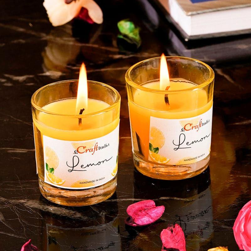 Buy Seema Lemon Scented Candle - Set Of Two Candles from Vaaree