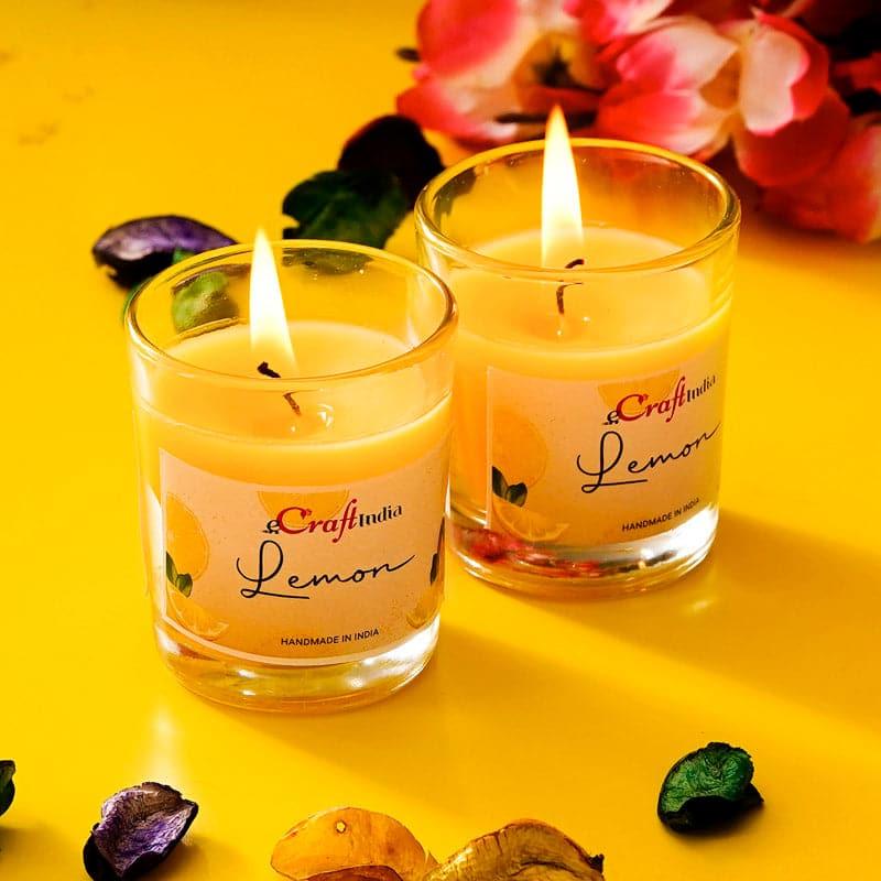 Buy Seema Lemon Scented Candle - Set Of Two Candles from Vaaree