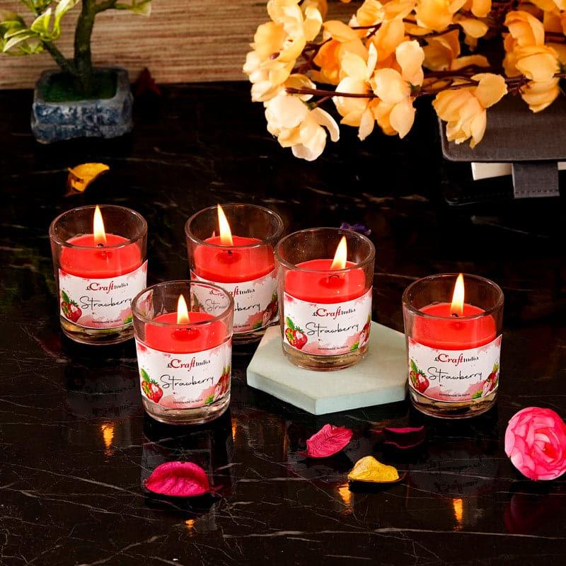 Buy Seema Strawberry Scented Candle - Set Of Five Candles from Vaaree