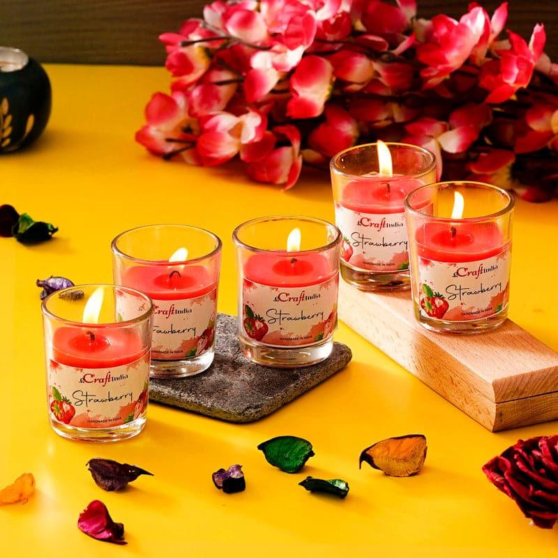 Buy Seema Strawberry Scented Candle - Set Of Five Candles from Vaaree