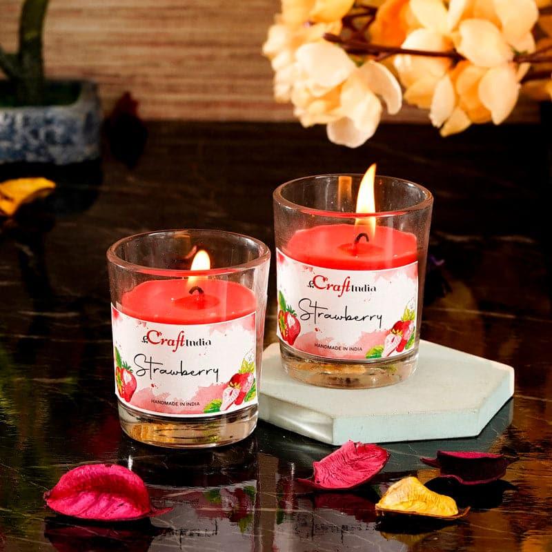 Buy Seema Strawberry Scented Candle - Set Of Two Candles from Vaaree