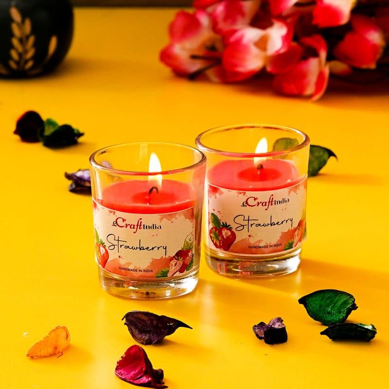 Candles - Seema Strawberry Scented Candle - Set Of Two