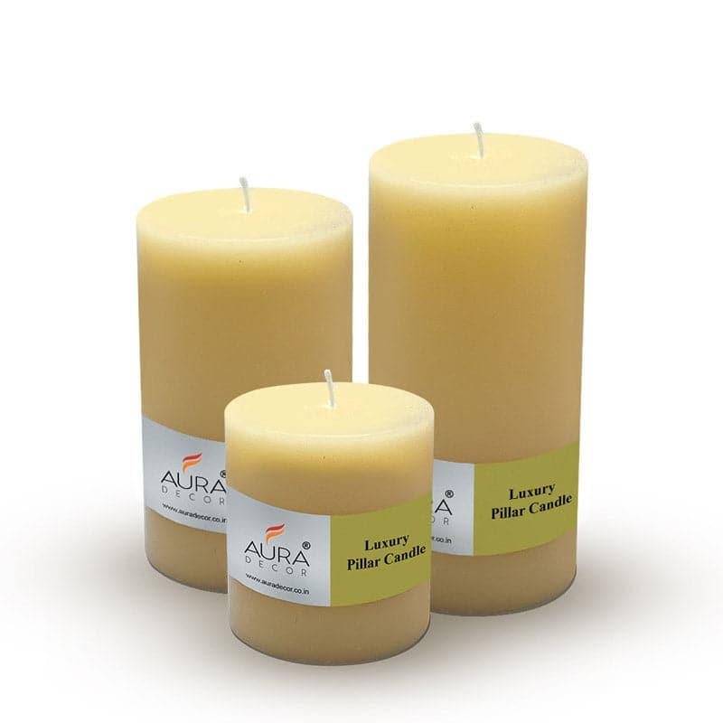 Buy Sonah Unscented Pillar Candle (Ivory) - Set Of Three Candles from Vaaree