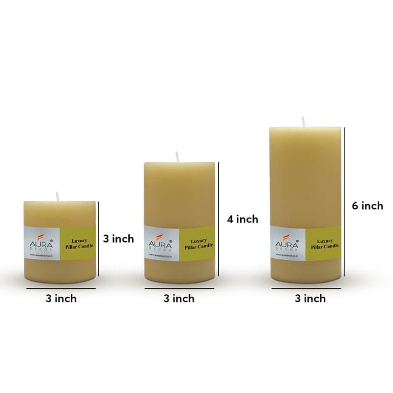 Buy Sonah Unscented Pillar Candle (Ivory) - Set Of Three Candles from Vaaree