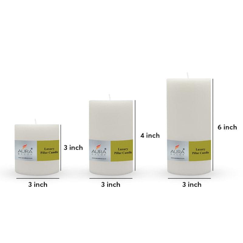 Buy Sonah Unscented Pillar Candle (White) - Set Of Three Candles from Vaaree