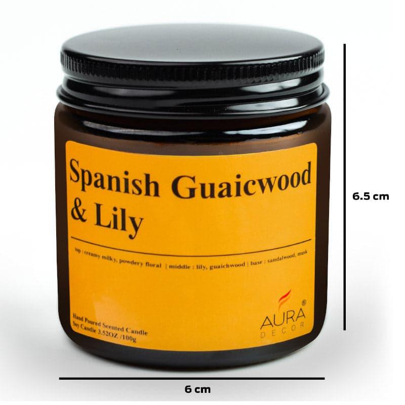 Candles - Spanish Guwaicwood & Lily Scented Jar Candle - 100 GM
