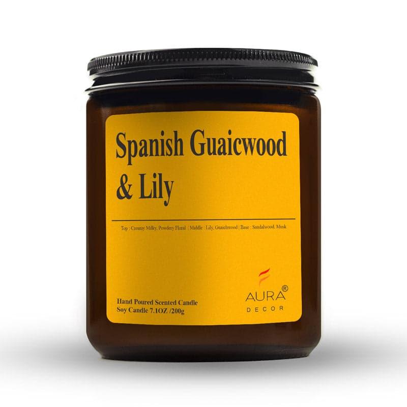 Candles - Spanish Guwaicwood & Lily Scented Jar Candle - 200 GM