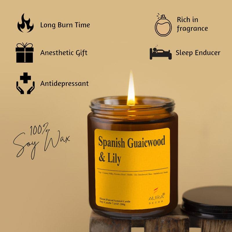 Buy Spanish Guwaicwood & Lily Scented Jar Candle - 200 GM Candles from Vaaree