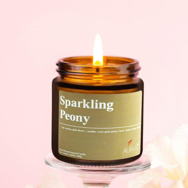 Candles - Sparkling Peony Scented Jar Candle - 100 GM