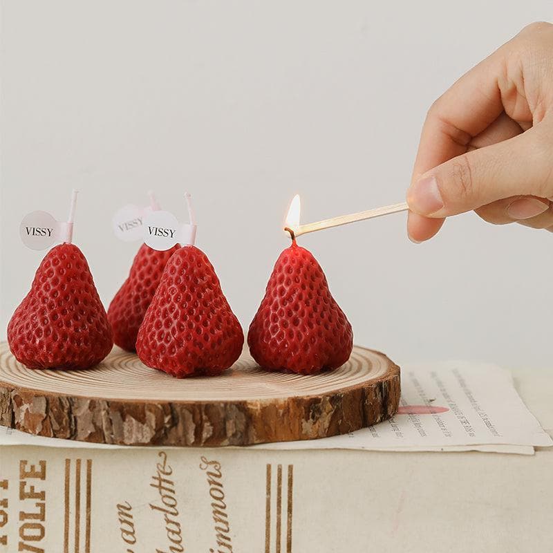 Buy Strawberry Snap Candle - Set Of Four Candles from Vaaree