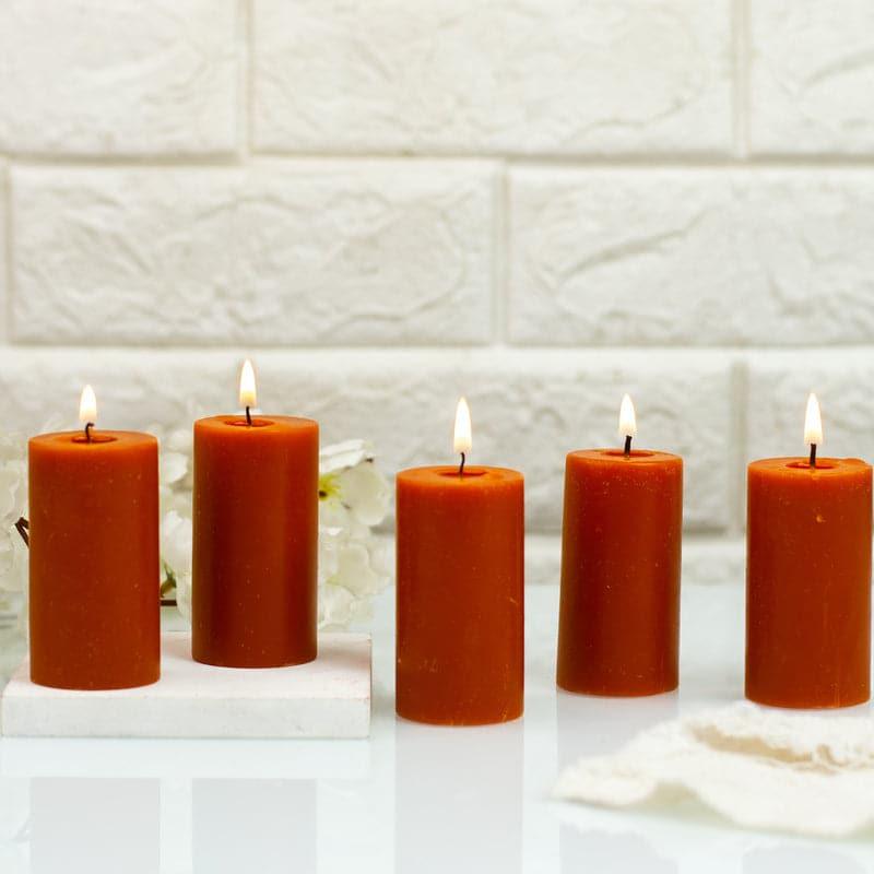 Buy Zabini Chocolate Scented Pillar Candle - Set Of Five Candles from Vaaree