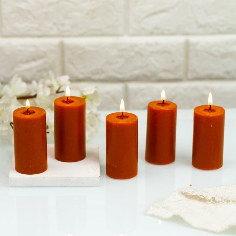 Buy Zabini Chocolate Scented Pillar Candle - Set Of Five Candles from Vaaree