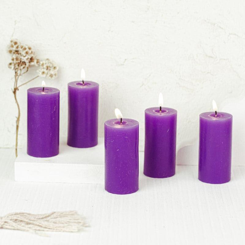 Buy Zabini Lavender Scented Pillar Candle - Set Of Five Candles from Vaaree