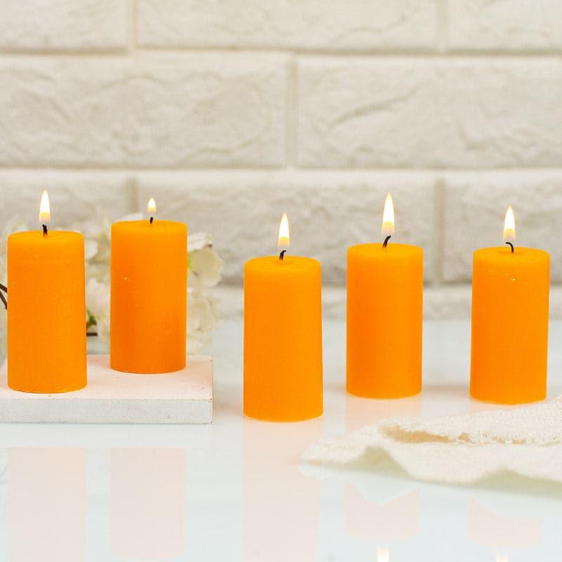 Buy Zabini Mandarin Scented Pillar Candle - Set Of Five Candles from Vaaree