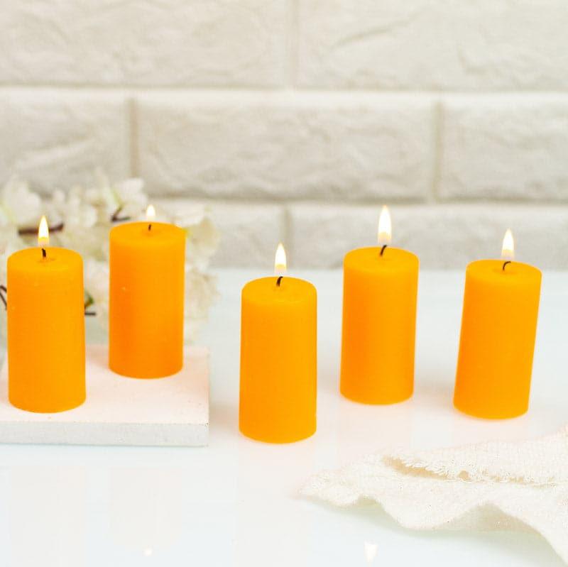 Buy Zabini Mandarin Scented Pillar Candle - Set Of Five Candles from Vaaree