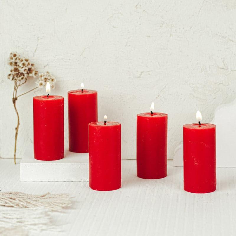 Buy Zabini Rose Scented Pillar Candle - Set Of Five Candles from Vaaree