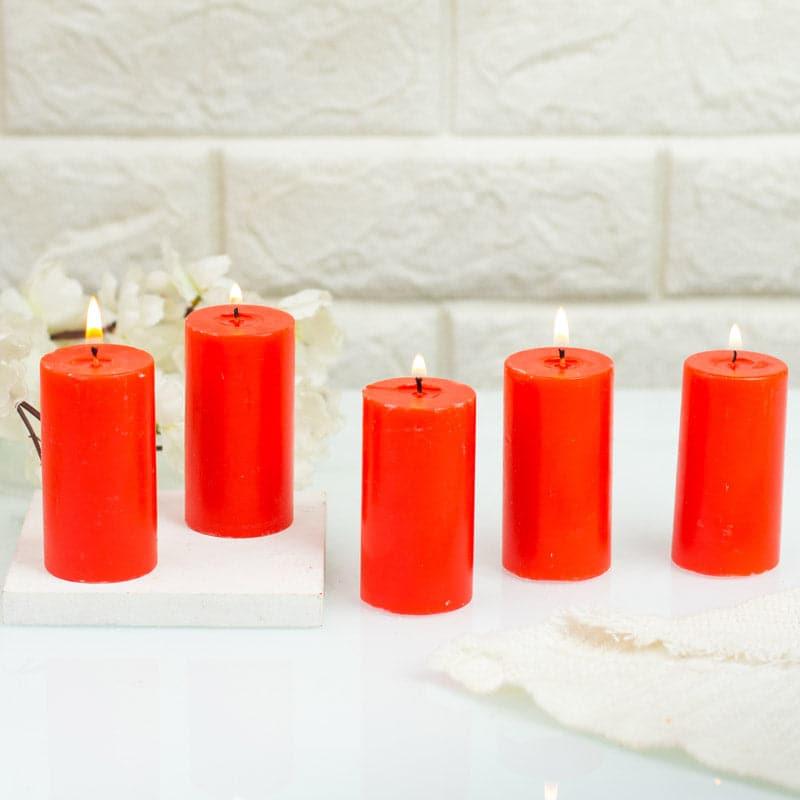 Buy Zabini Strawberry Scented Pillar Candle - Set Of Five Candles from Vaaree