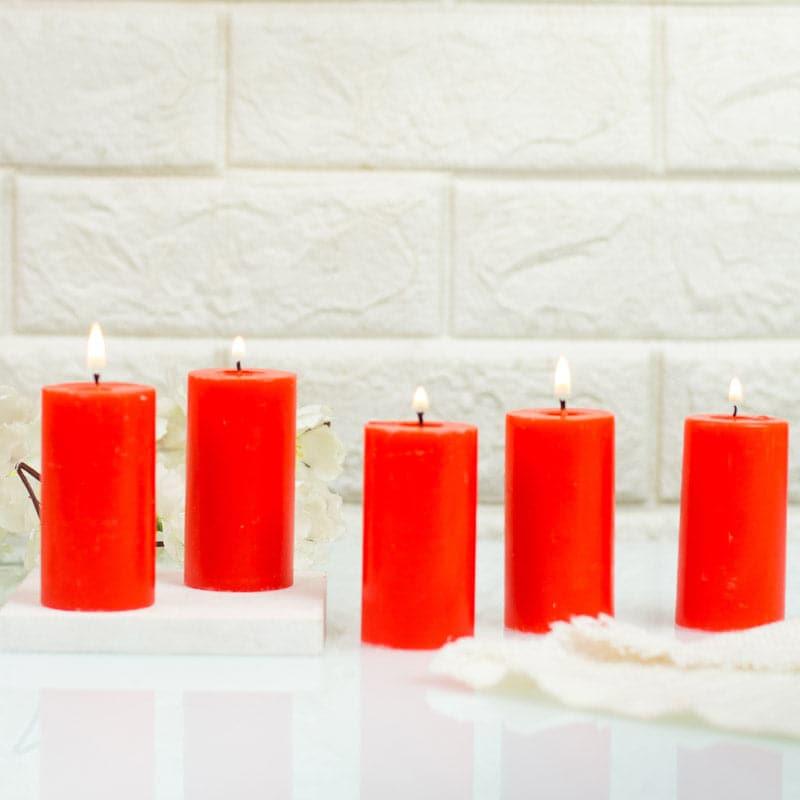 Buy Zabini Strawberry Scented Pillar Candle - Set Of Five Candles from Vaaree