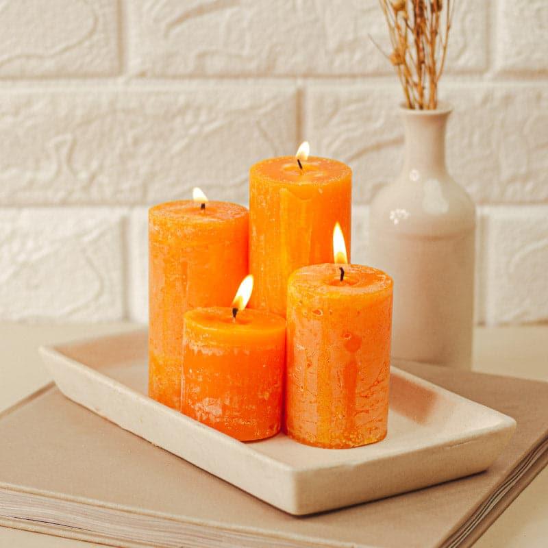 Buy Zora Jasmine Scented Pillar Candle - Set Of Four Candles from Vaaree