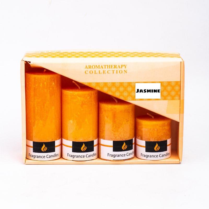 Buy Zora Jasmine Scented Pillar Candle - Set Of Four Candles from Vaaree